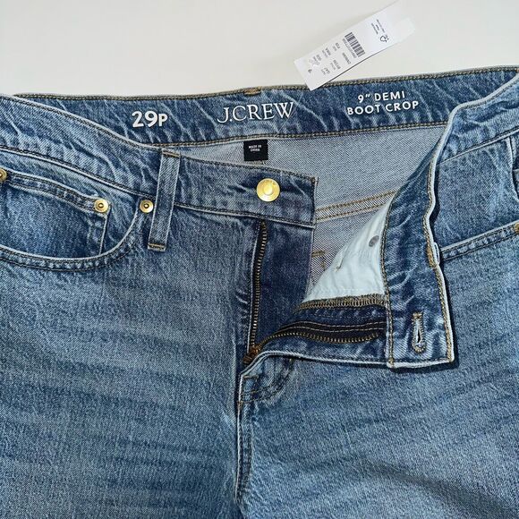 J Crew 9 Inch Demi Boot Crop Jeans NWT Size 29P Raw Hem Style BY239 - Picture 7 of 12